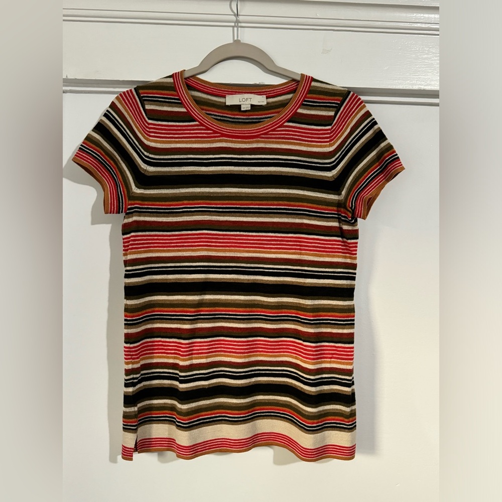 LOFT Multicolor Striped Short Sleeve Tee